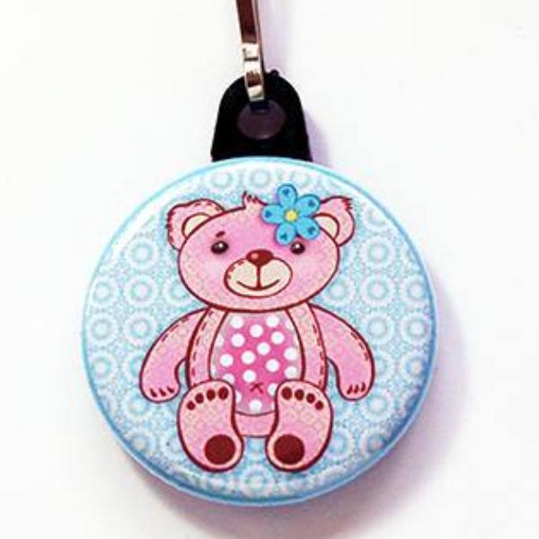 Teddy Bear Zipper Pull in Pink & Blue - Kelly's Handmade