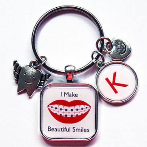I Make Beautiful Smiles Monogram Keychain - Kelly's Handmade