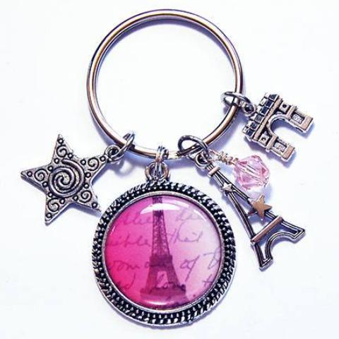 Paris Eiffel Tower Keychain in Pink - Kelly's Handmade