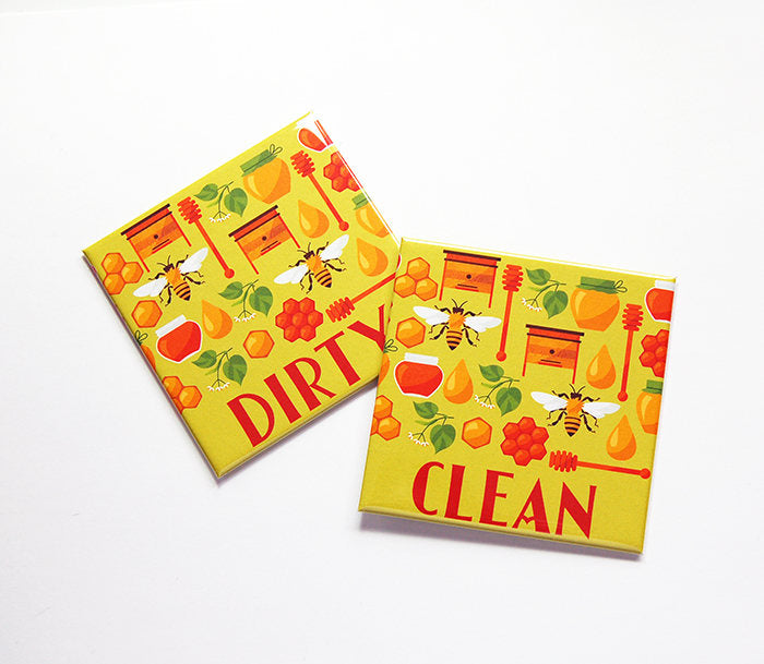 Honey & Bees Clean & Dirty Dishwasher Magnets - Kelly's Handmade