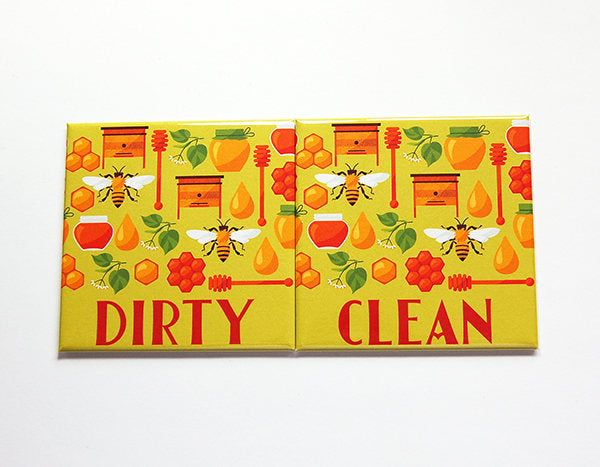 Honey & Bees Clean & Dirty Dishwasher Magnets - Kelly's Handmade