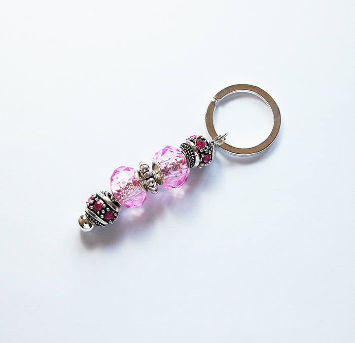 Rhinestone Bead Keychain in Pink & Silver - Kelly's Handmade