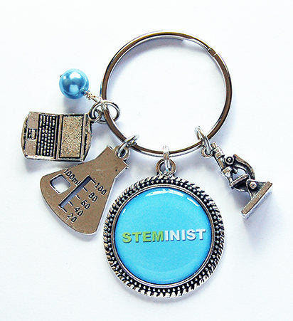 Steminist Keychain Available in Pink & Blue - Kelly's Handmade