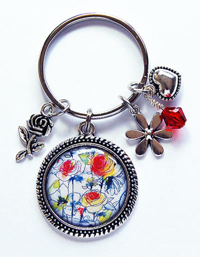 Rose Floral Keychain - Kelly's Handmade