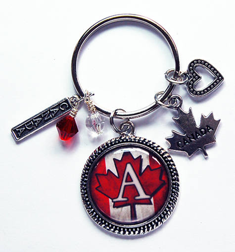 Canada Monogram Maple Leaf Keychain - Kelly's Handmade