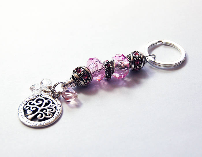 Mom Heart Of The Family Keychain in Pink - Kelly's Handmade