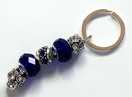 Rhinestone Bead Keychain in Navy Blue - Kelly's Handmade