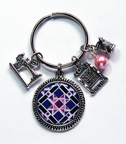 Quilting Keychain in Purple & Pink - Kelly's Handmade