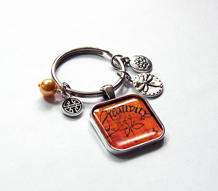 Creativity Dragonfly Keychain in Orange - Kelly's Handmade