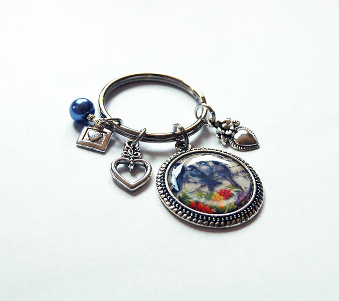 Blue Birds Keychain With Charms - Kelly's Handmade