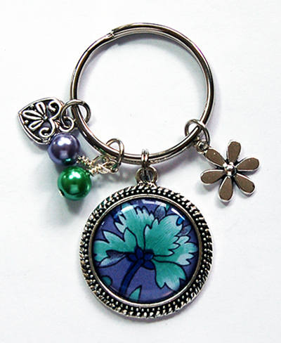 Floral Keychain in Green & Purple - Kelly's Handmade