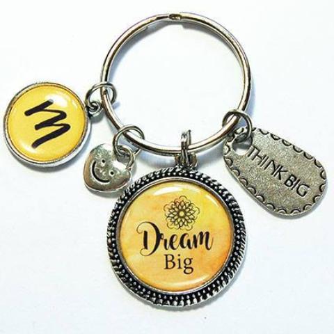 Dream Big Monogram Keychain in Yellow - Kelly's Handmade