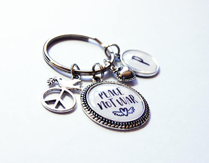 Peace Not War Monogram Keychain - Kelly's Handmade