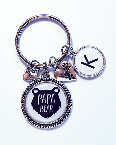 Papa Bear Monogram Keychain - Kelly's Handmade