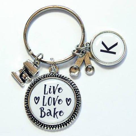 Live Love Bake Monogram Keychain - Kelly's Handmade