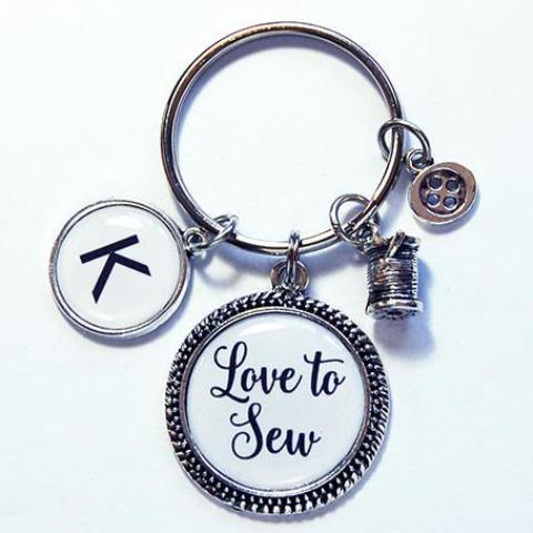 Love to Sew Monogram Keychain - Kelly's Handmade