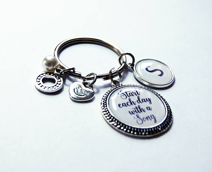 Start Each Day With A Song Monogram Keychain - Kelly's Handmade