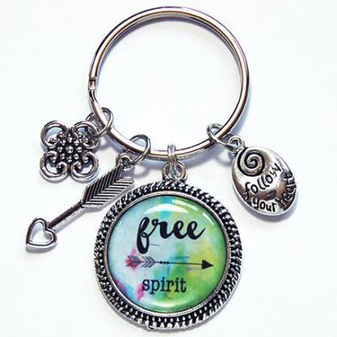 Free Spirit Follow Your Heart Keychain - Kelly's Handmade