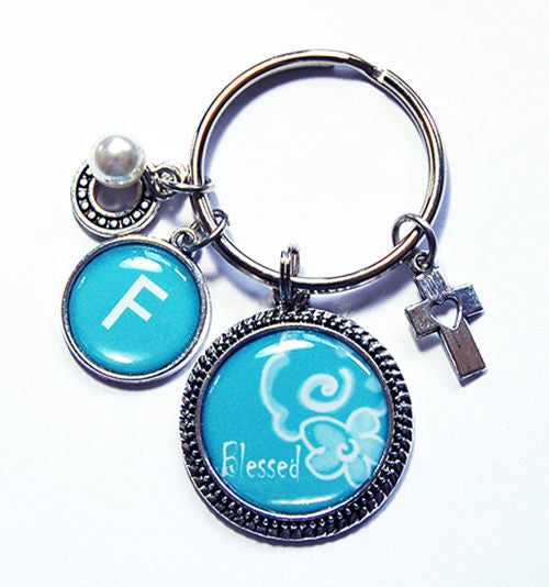 Blessed Keychain in Blue - Kelly's Handmade