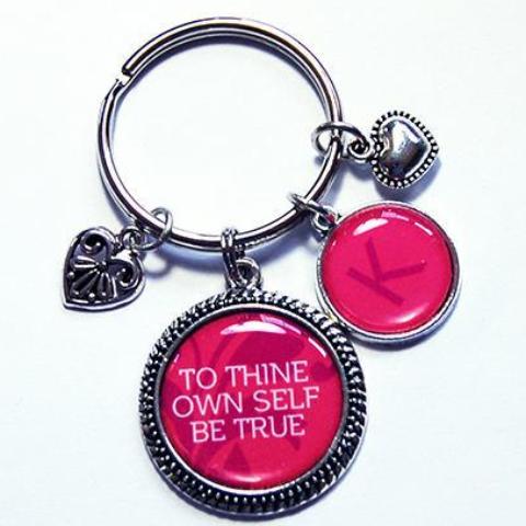To Thine Own Self Be True Monogram Keychain - Kelly's Handmade