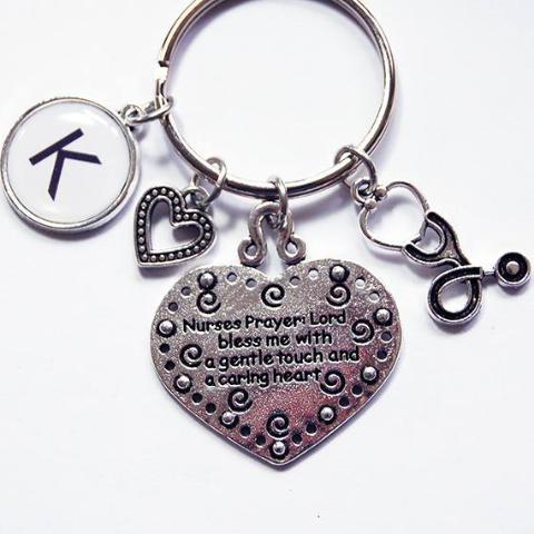 Nurse Prayer Monogram Keychain - Kelly's Handmade