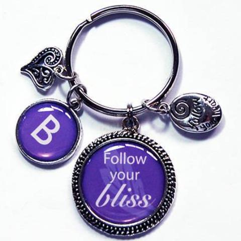 Follow Your Bliss Monogram Keychain in Purple - Kelly's Handmade
