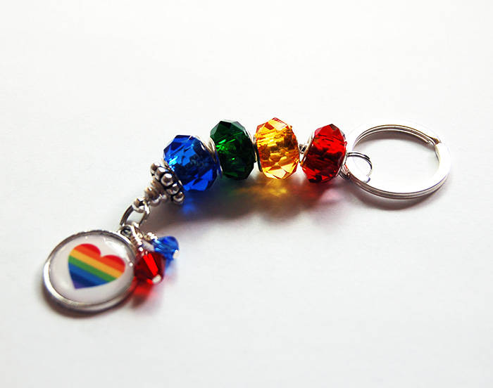 Rainbow Heart Bead Keychain - Kelly's Handmade