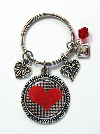 Heart Houndstooth Keychain - Kelly's Handmade