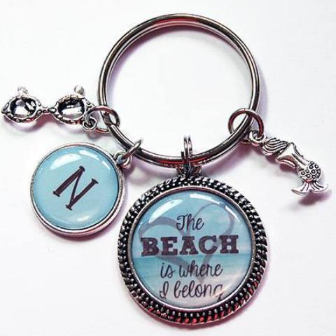 Beach Lover Monogram Keychain - Kelly's Handmade