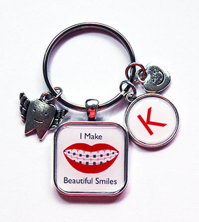 I Make Beautiful Smiles Monogram Keychain - Kelly's Handmade