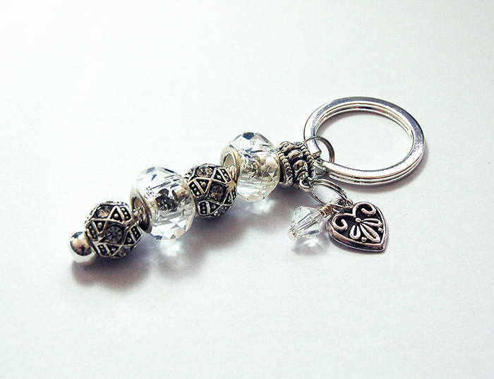 Heart Rhinestone Bead Keychain - Kelly's Handmade