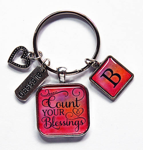 Count Your Blessings Monogram Keychain - Kelly's Handmade