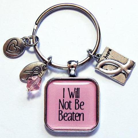 I Will Not Be Beaten Keychain in Pink - Kelly's Handmade