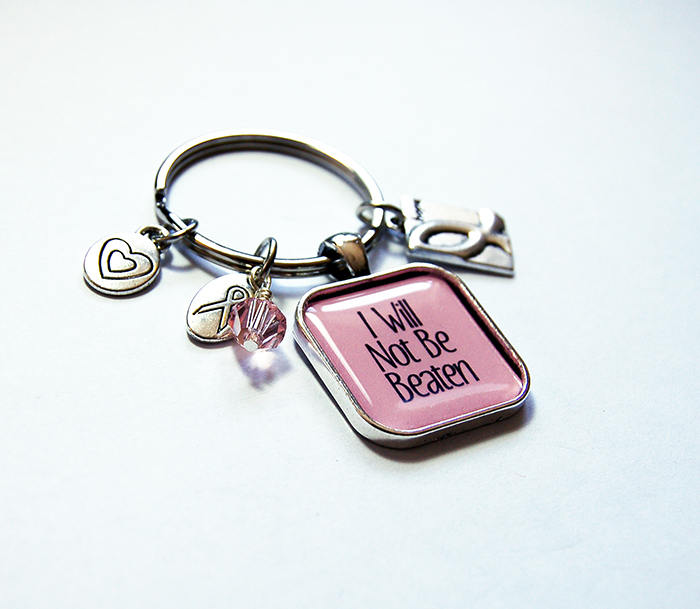 I Will Not Be Beaten Keychain in Pink - Kelly's Handmade