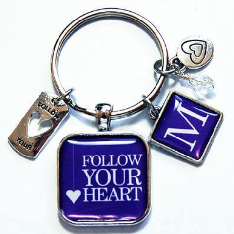 Follow Your Heart Monogram Keychain in Purple - Kelly's Handmade