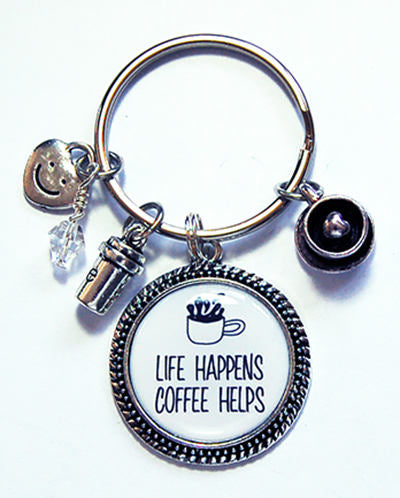 Life Happens Coffee Helps Keychain - Kelly's Handmade