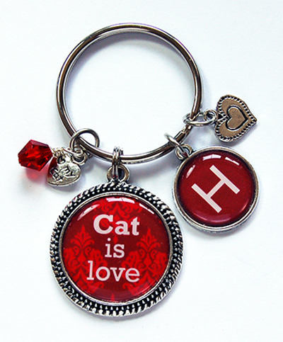 Cat is Love Monogram Keychain - Kelly's Handmade
