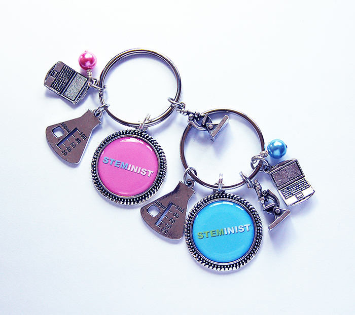 Steminist Keychain Available in Pink & Blue - Kelly's Handmade