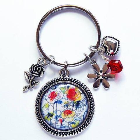 Rose Floral Keychain - Kelly's Handmade