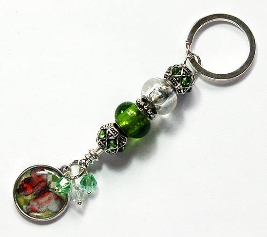 Butterfly Bead Keychain in Green - Kelly's Handmade