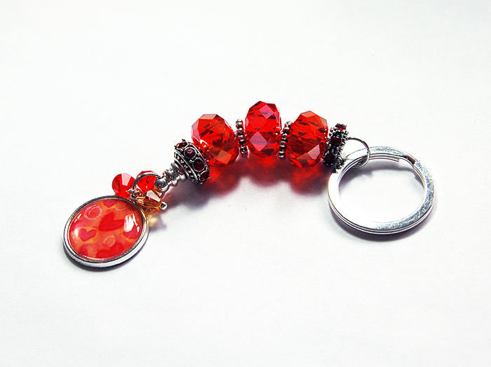 Heart Bead Keychain in Red & Orange - Kelly's Handmade