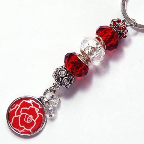Rose Bead Keychain in Red - Kelly's Handmade