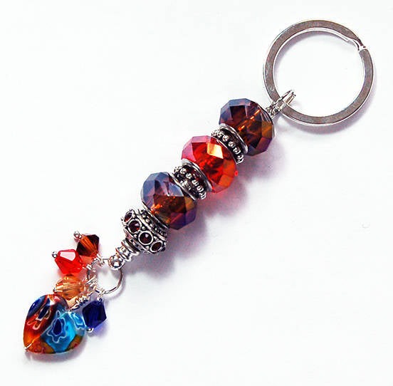 Heart Bead Keychain in Brown & Red - Kelly's Handmade