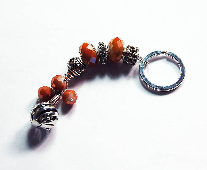 Rhinestone Bead Keychain in Orange - Kelly's Handmade
