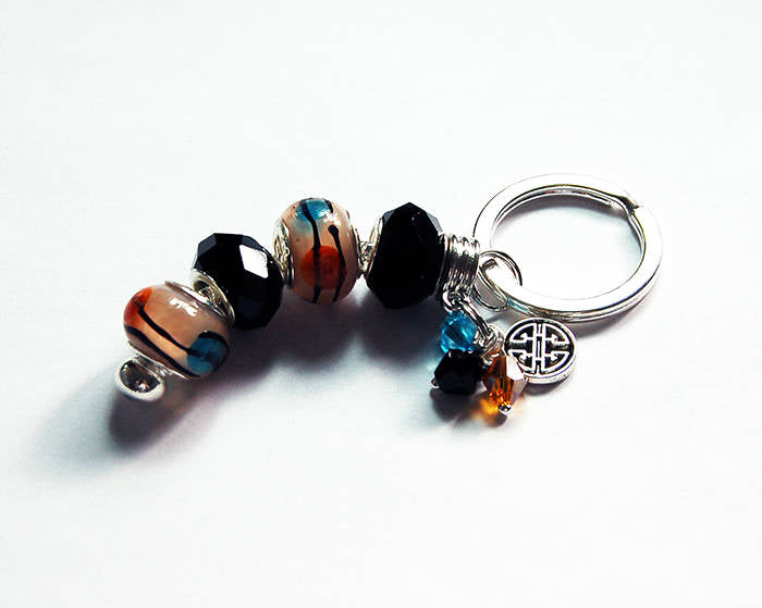 Lampwork Bead Keychain in Black - Kelly's Handmade