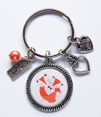 Foxes In Love Keychain - Kelly's Handmade