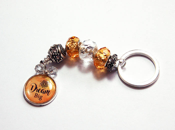 Dream Big Bead Keychain in Golden Yellow & Orange - Kelly's Handmade