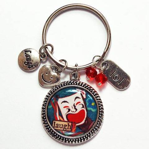 Comedy & Tragedy Keychain with Charms - Kelly's Handmade