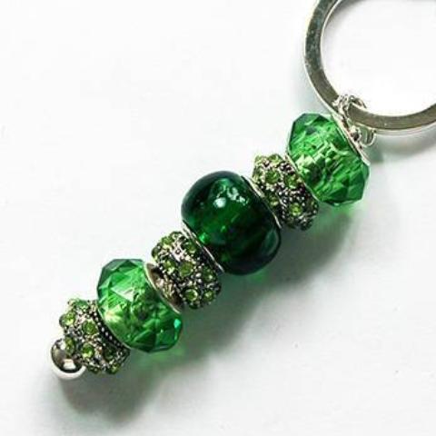 Rhinestone Bead Keychain in Shades of Green - Kelly's Handmade