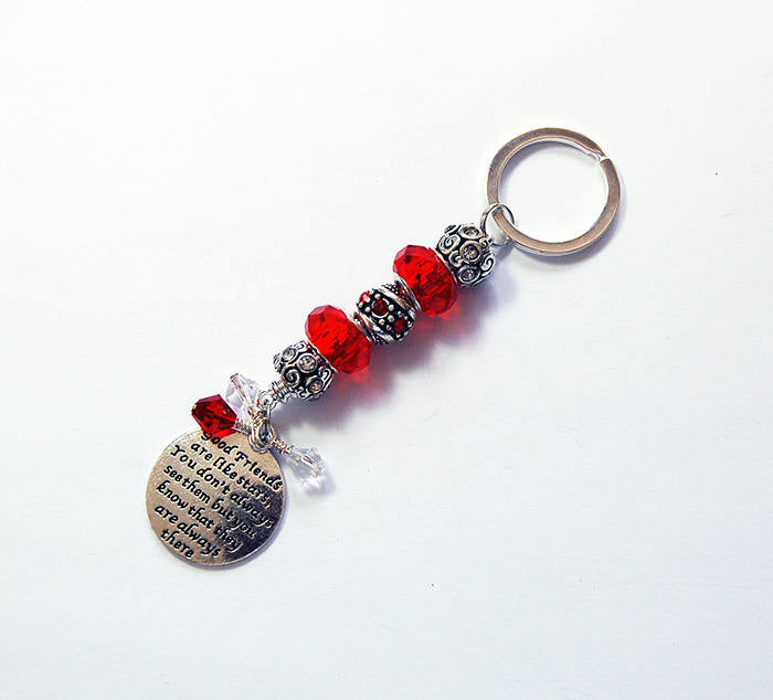 Good Friends Are Like Stars Bead Keychain in Red - Kelly's Handmade